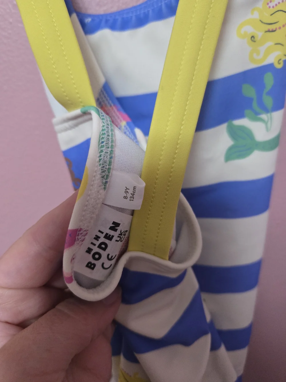 Mini Boden Blue White Striped Mermaid One-Piece Swimsuit